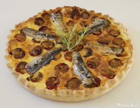 Quiche aux sardines et aux tomates cerises rôties