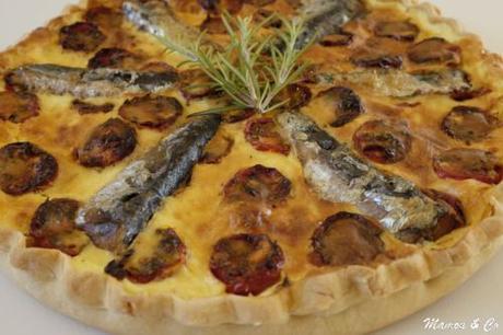 Quiche aux sardines et aux tomates cerises rôties