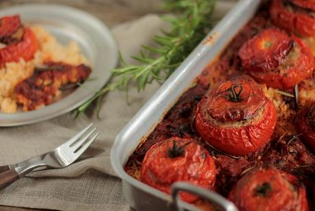 Tomates Farcies au Veau, Herbes & Riz