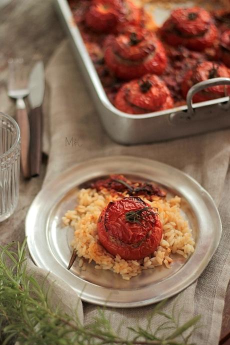 Tomates Farcies au Veau, Herbes & Riz