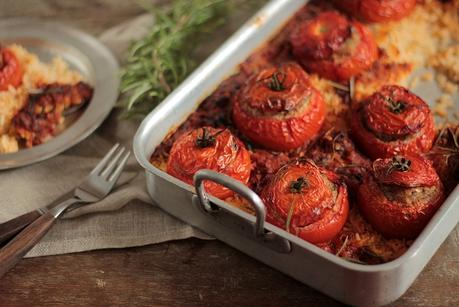 Tomates Farcies au Veau, Herbes & Riz