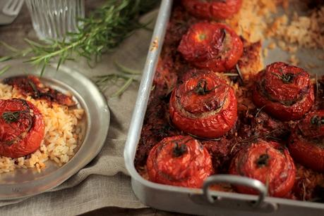 Tomates Farcies au Veau, Herbes & Riz