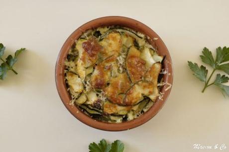 Gratin de courgettes  à la crème et à l’ail