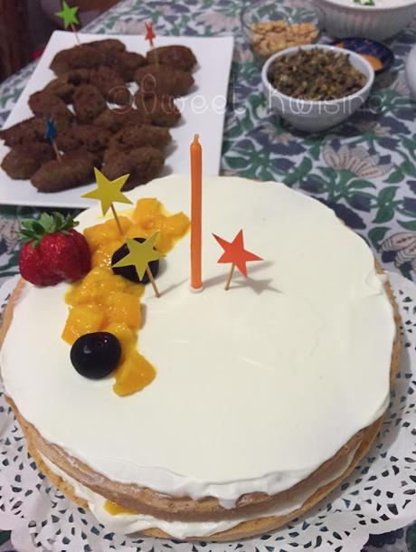 sweet kwisine, génoise, mangue, fruit de la passion, gâteau d'anniversaire, chantilly, mascarpone, vanille