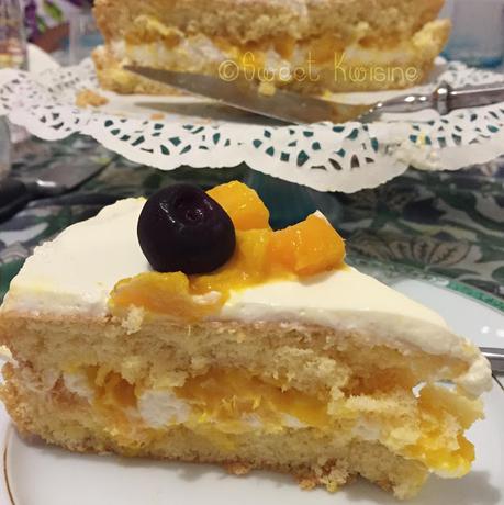 sweet kwisine, génoise, mangue, fruit de la passion, gâteau d'anniversaire, chantilly, mascarpone, vanille