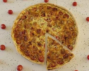Tarte au pesto et aux tomates cerises