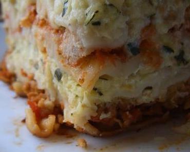 Lasagne courgette, ricotta et viande hachée.