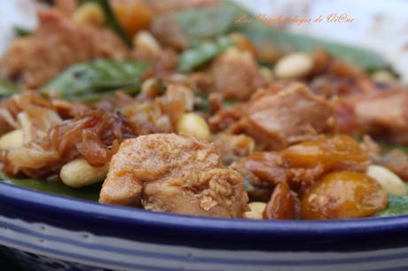 Tajine de poulet aux mirabelles et pois gourmands