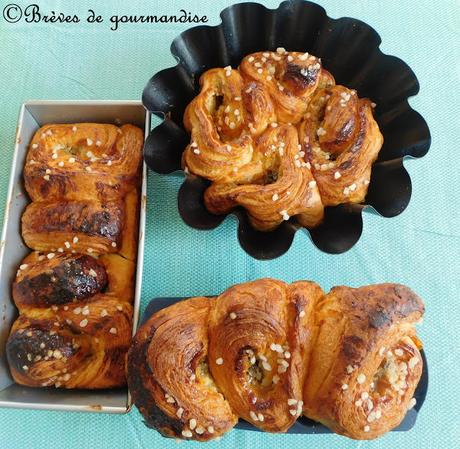 Brioche feuilletée au praliné et noisettes