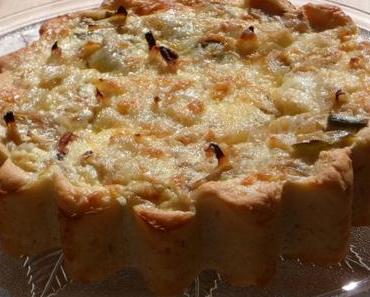 Tarte briochée aux oignons et poireaux