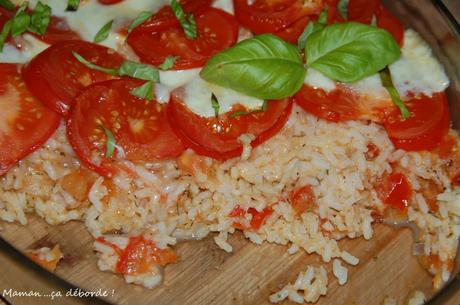 Gratin riz,tomate, mozzarella