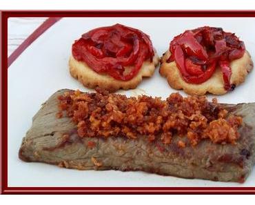 Red Passion : Boeuf au Crumble de Chorizo et Tatins de Poivrons