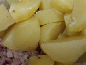 Pommes de terre à la carbonara gratinées