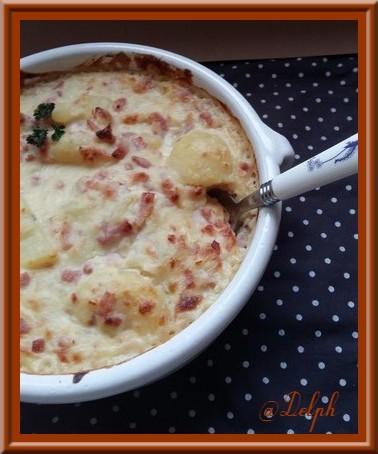 Pommes de terre à la carbonara gratinées