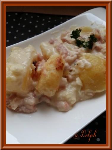 Pommes de terre à la carbonara gratinées