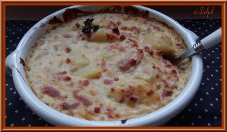 Pommes de terre à la carbonara gratinées