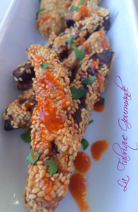 Croustillants d’Aubergines au Sésame Sauce Sriracha - Miel