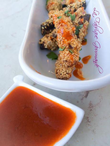 Croustillants d’Aubergines au Sésame Sauce Sriracha - Miel