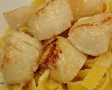 Tagliatelles aux noix de Saint Jacques flambées au whisky