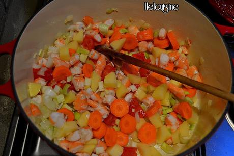 Velouté de crevettes & légumes