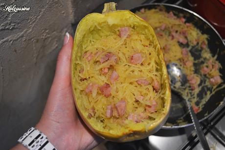 Courgette spaghetti au jambon