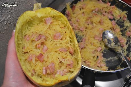 Courgette spaghetti au jambon