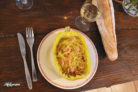 Courgette spaghetti au jambon