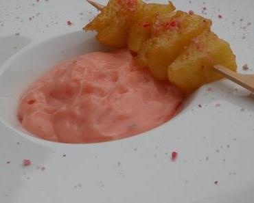 Crème aux pralines roses et ananas caramélisé pour Octobre Rose