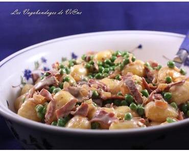 Gnocchi au spek et au petits pois