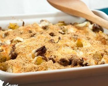 Gratin de courgettes aux céréales et au bœuf haché