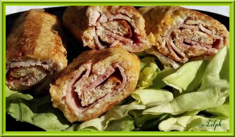 Croques-rolls perdus au jambon, roquefort et noix 