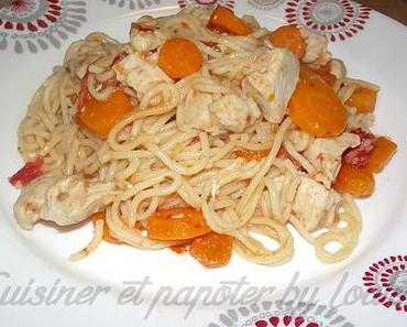 One pan pasta poulet carottes tomates