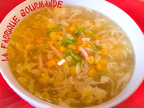 Soupe Chinoise au Maïs Poulet et Oeuf Battu  Corn Egg Drop Soup
