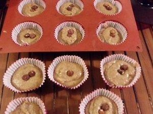 Muffins à la crème de marron, noisette et chocolat blanc.