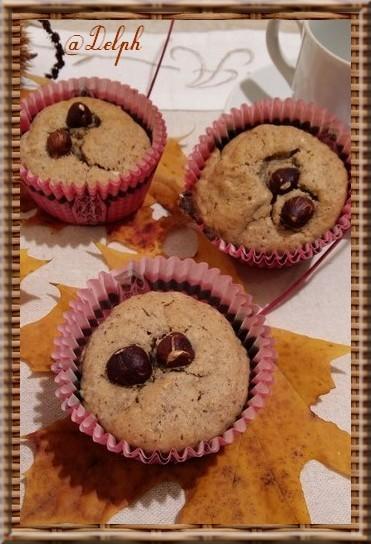 Muffins à la crème de marron, noisette et chocolat blanc.