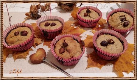 Muffins à la crème de marron, noisette et chocolat blanc.