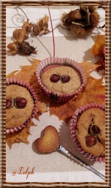 Muffins à la crème de marron, noisette et chocolat blanc.