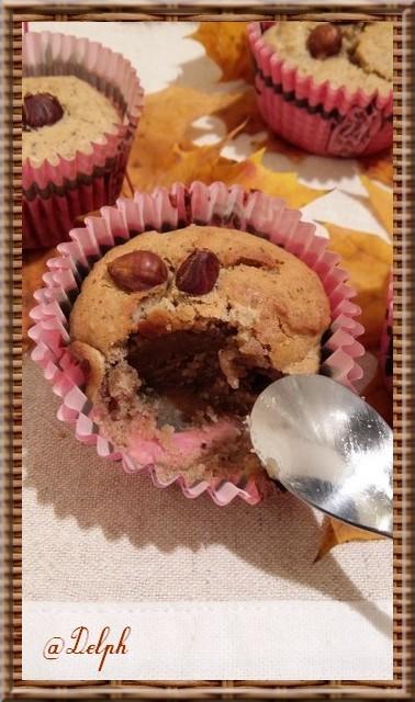 Muffins à la crème de marron, noisette et chocolat blanc.