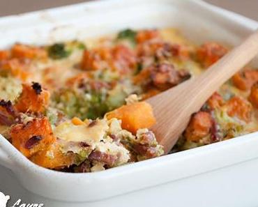 Gratin aux patates douces et au brocolis