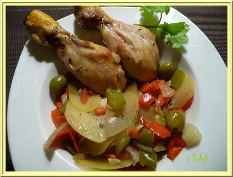 Pilons de poulet et légumes au four