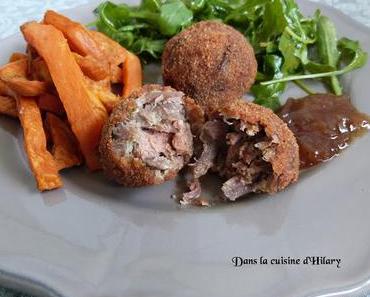 Boulettes de confit de canard au foie gras / Duck confit balls and foie gras heart