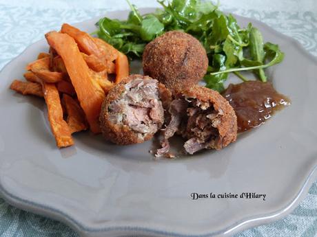 Boulettes de confit de canard au foie gras / Duck confit balls and foie gras heart