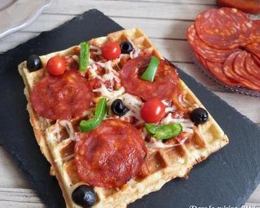 Gaufres façon pizza au chorizo et cheddar / A waffle-pizza with chorizo sausage and cheddar