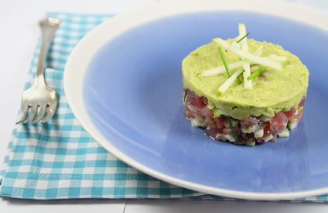 Tartare de thon, pomme Granny Smith, gingembre et mousseline d’avocat