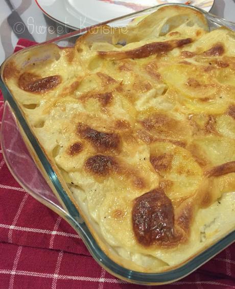 sweet kwisine, gratin, pommes de terre, ail, cuisine française, lait crème, gratin dauphinois, recette traditionnelle, végétarien