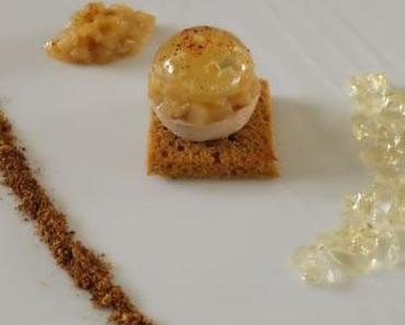 Boule de foie gras, gelée de Sauternes et brunoise de poires