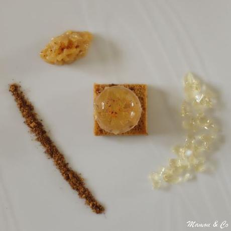 Boule de foie gras, gelée de Sauternes et brunoise de poires