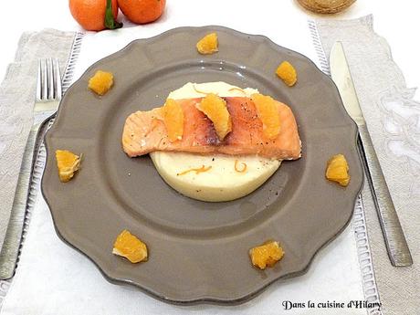 [Spécial Fêtes] Saumon confit à l'huile d'olive et mandarine et sa mousseline de panais / Salmon confit in olive oil and mandarin and its parsnip mousseline