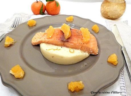 [Spécial Fêtes] Saumon confit à l'huile d'olive et mandarine et sa mousseline de panais / Salmon confit in olive oil and mandarin and its parsnip mousseline