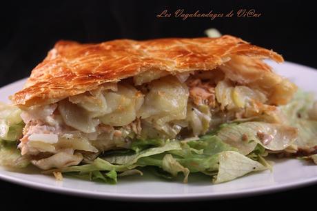 Tourte aux 2 saumons, pommes de terre et poireaux